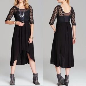 Free people, black lace, high low Dress